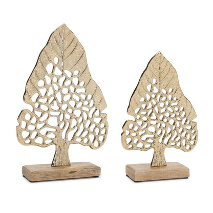 Set of Two Gold Aluminum Tabletop Sculpture