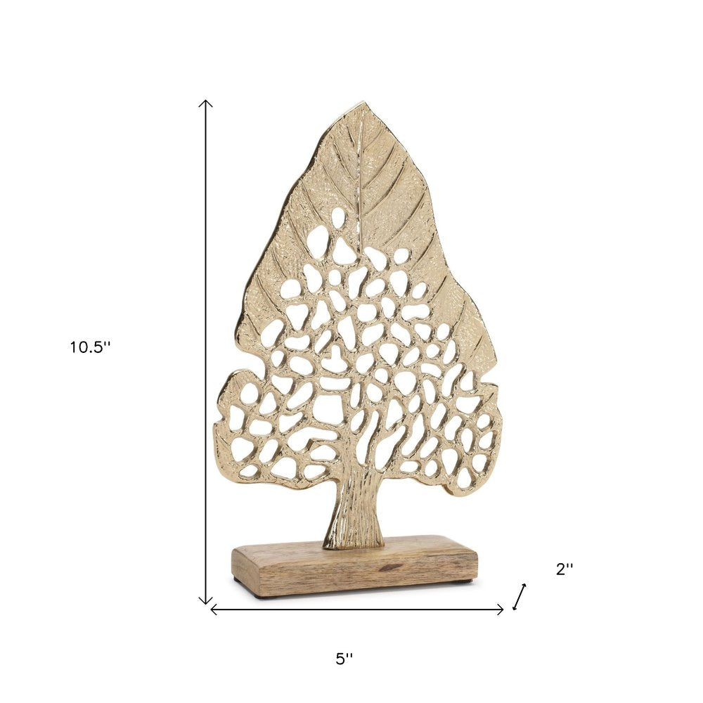 Set of Two Gold Aluminum Tabletop Sculpture