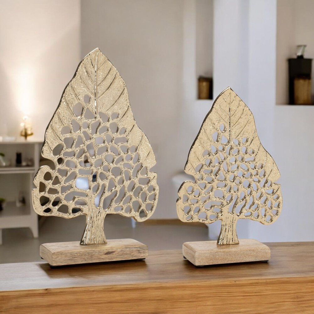 Set of Two Gold Aluminum Tabletop Sculpture