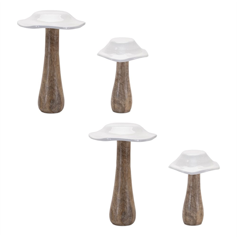 Set of Four White Wood Tabletop Sculpture