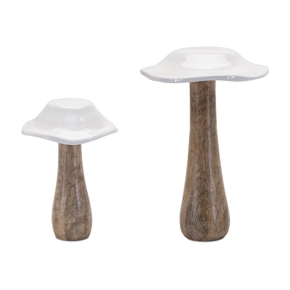 Set of Four White Wood Tabletop Sculpture