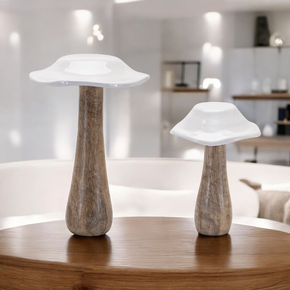 Set of Four White Wood Tabletop Sculpture