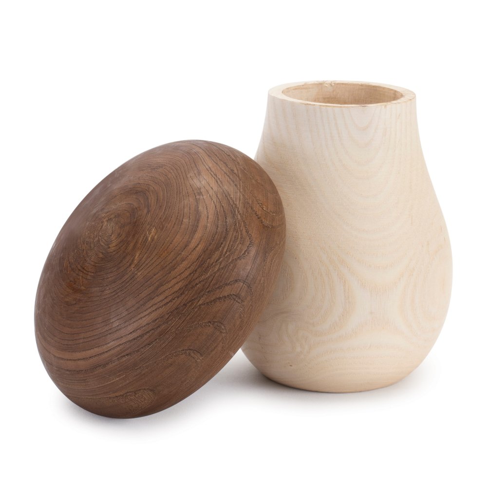 Set of Two Brown Wood Tabletop Sculpture