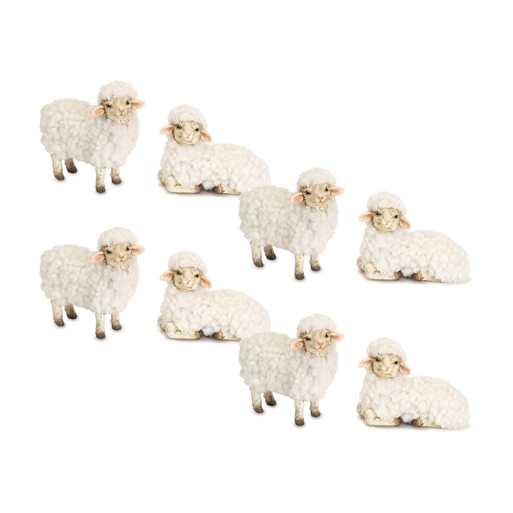 Set of Eight White Polyresin Tabletop Sculpture