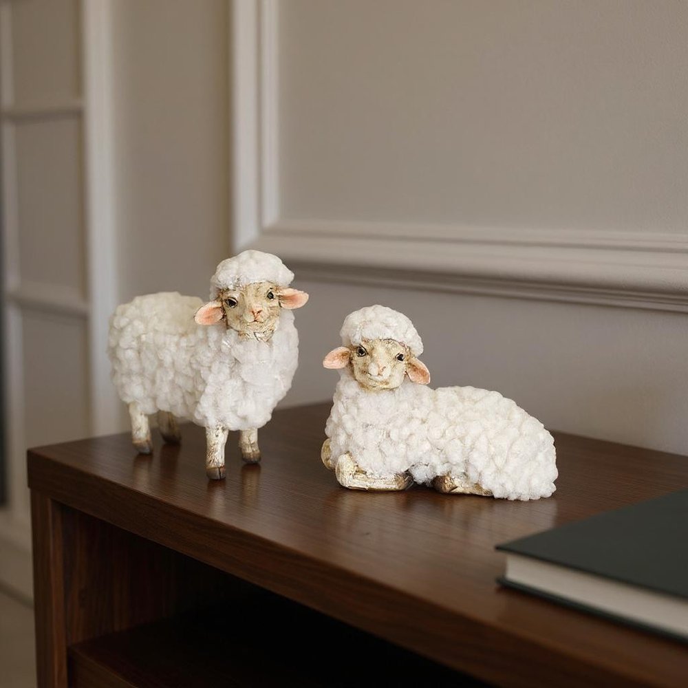 Set of Eight White Polyresin Tabletop Sculpture