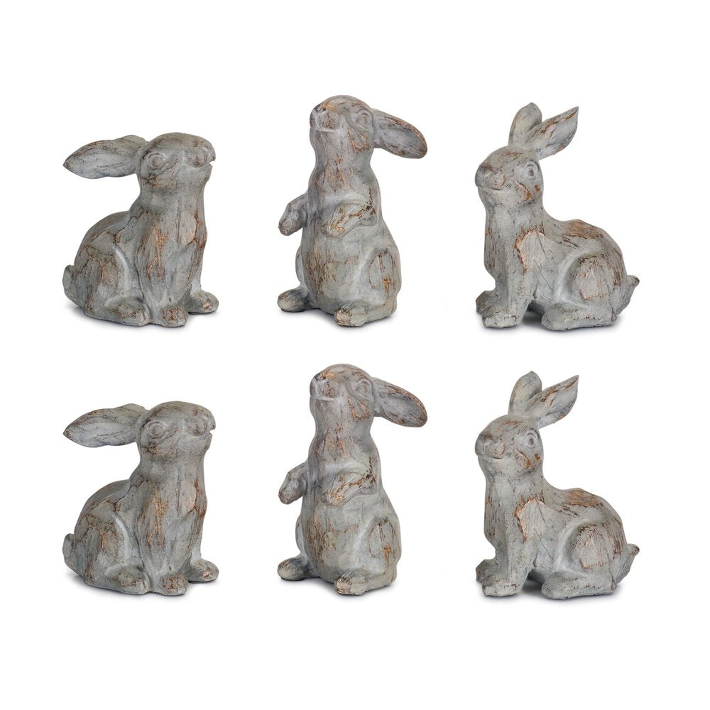 Set of Six Gray Polyresin Figurine Tabletop Sculpture