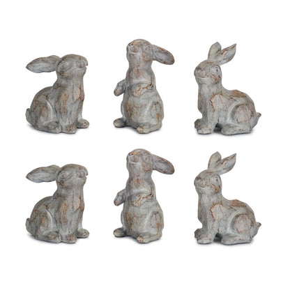 Set of Six Gray Polyresin Figurine Tabletop Sculpture