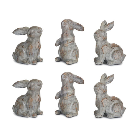Set of Six Gray Polyresin Figurine Tabletop Sculpture