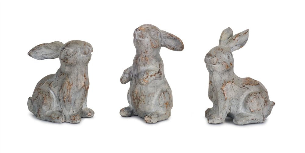 Set of Six Gray Polyresin Figurine Tabletop Sculpture