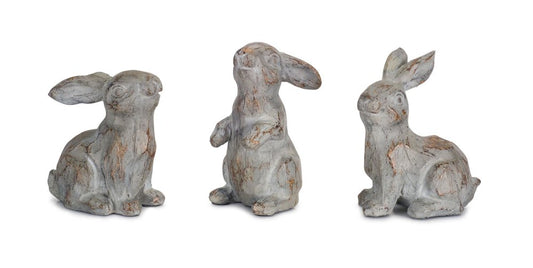 Set of Six Gray Polyresin Figurine Tabletop Sculpture