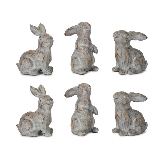 Set of Six Gray Polyresin Figurine Tabletop Sculpture