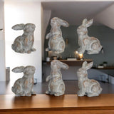 Set of Six Gray Polyresin Figurine Tabletop Sculpture