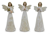Set of Three White Polyresin Figurine Tabletop Sculpture