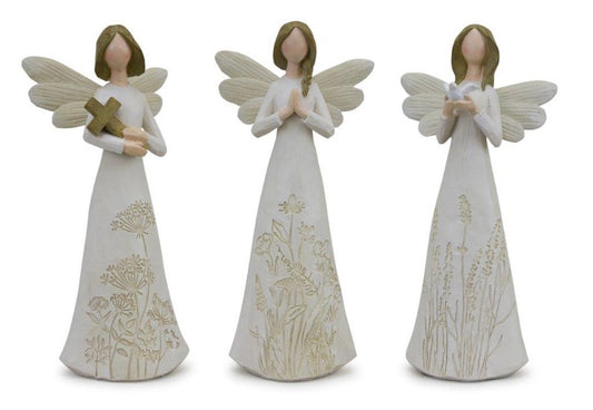 Set of Three White Polyresin Figurine Tabletop Sculpture