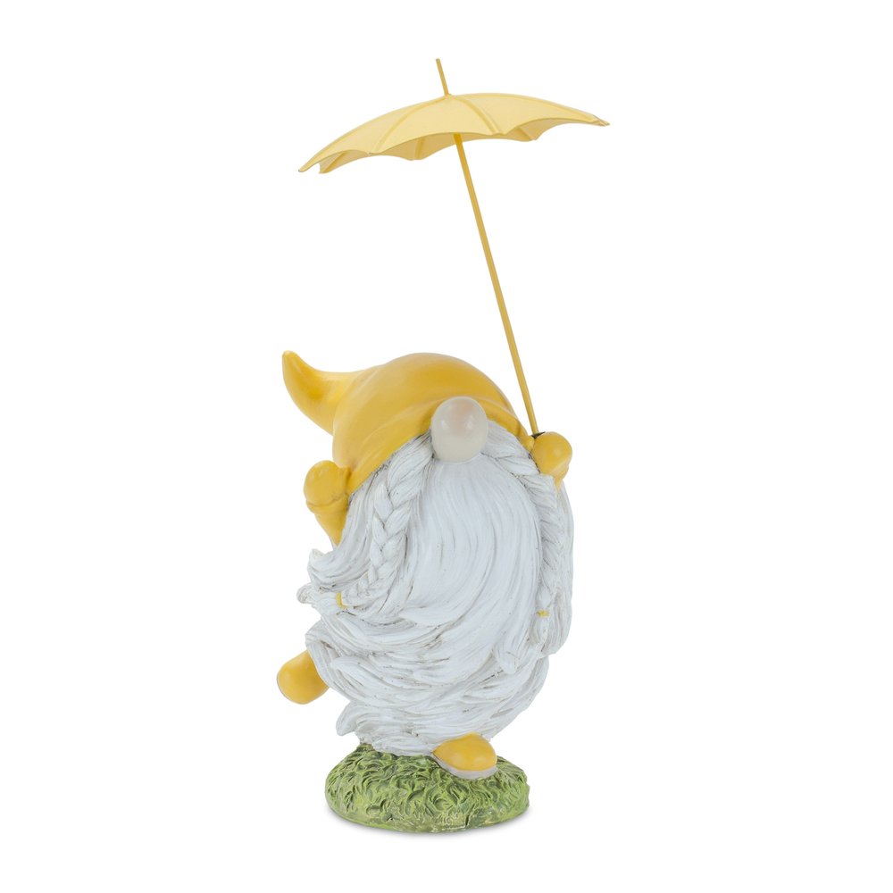 Set of Four Yellow Polyresin Standing Gnome Tabletop Sculpture