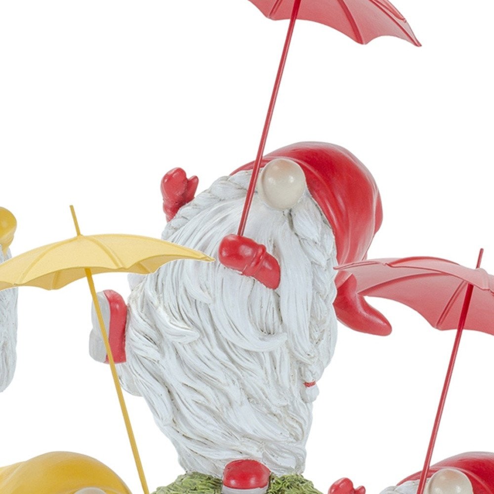 Set of Four Yellow Polyresin Standing Gnome Tabletop Sculpture