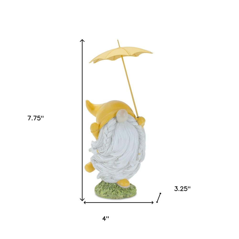 Set of Four Yellow Polyresin Standing Gnome Tabletop Sculpture