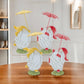 Set of Four Yellow Polyresin Standing Gnome Tabletop Sculpture