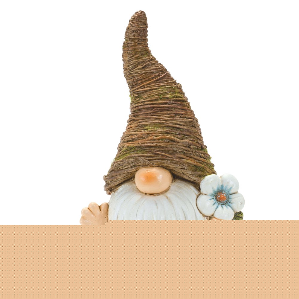 Set of Two Brown Polyresin Standing Gnome Tabletop Sculpture
