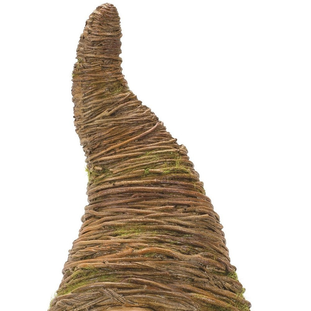 Set of Two Brown Polyresin Standing Gnome Tabletop Sculpture