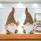 Set of Two Brown Polyresin Standing Gnome Tabletop Sculpture