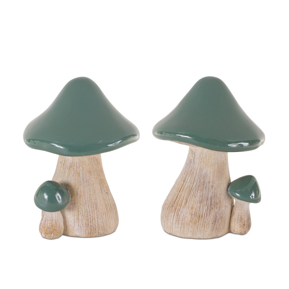 Set of Two Green Resin Figurine Tabletop Sculpture