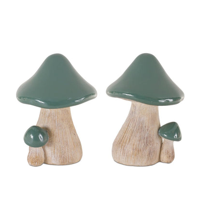 Set of Two Green Resin Figurine Tabletop Sculpture