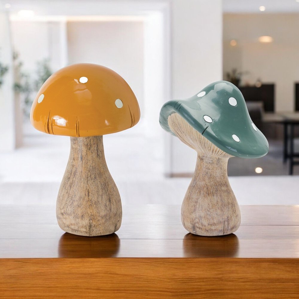 Set of Two Green Resin Figurine Tabletop Sculpture