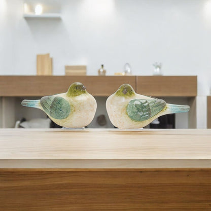 Set of Two Green Resin Figurine Tabletop Sculpture