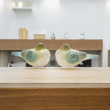 Set of Two Green Resin Figurine Tabletop Sculpture