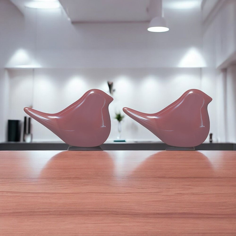 Set of Two Brown Porcelain Figurine Tabletop Sculpture