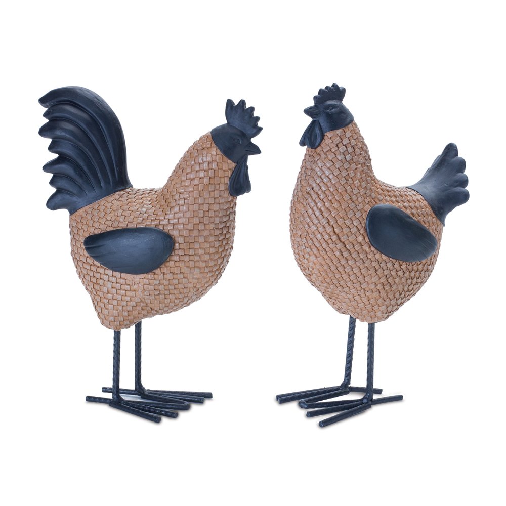 Set of Two Brown Resin Figurine Tabletop Sculpture