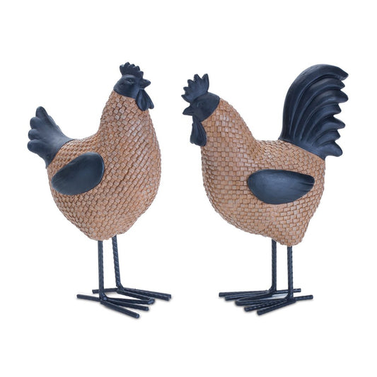 Set of Two Brown Resin Figurine Tabletop Sculpture