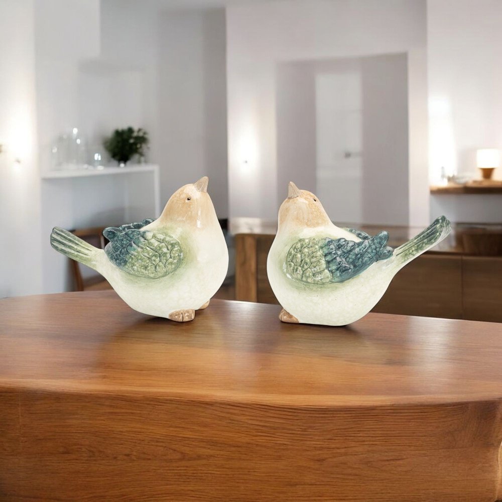 Set of Four Blue Terracotta Figurine Tabletop Sculpture