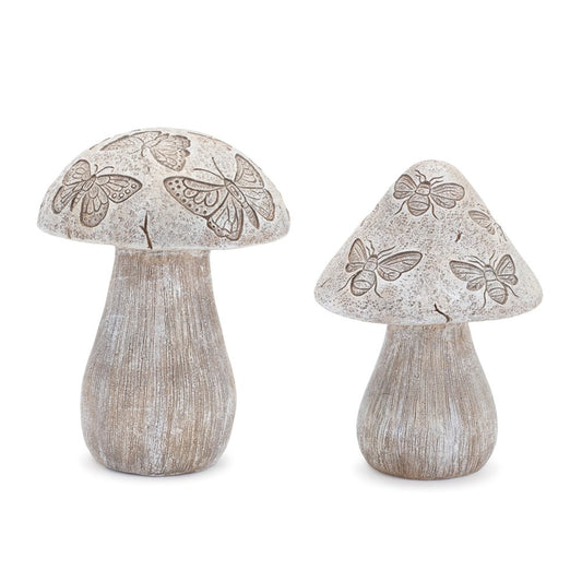 Set of Two Gray Polyresin Figurine Tabletop Sculpture
