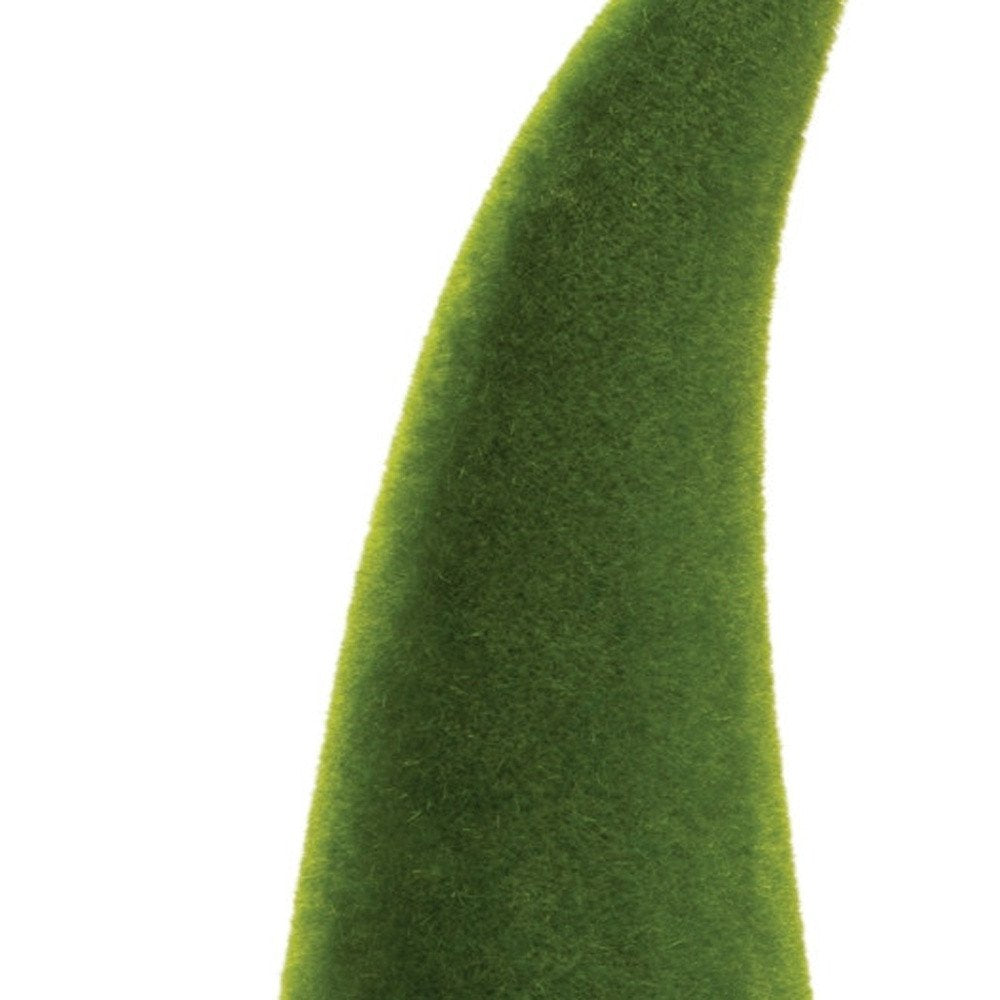 Set of Two Green Terracotta Standing Gnome Tabletop Sculpture