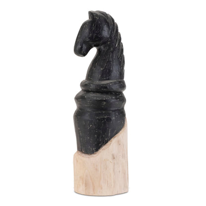 Set of Two Black Wood Tabletop Sculpture