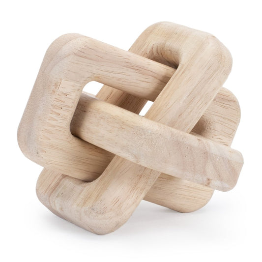 Set of Three Beige Wood Tabletop Sculpture