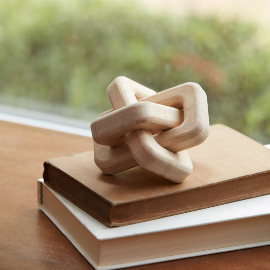 Set of Three Beige Wood Tabletop Sculpture