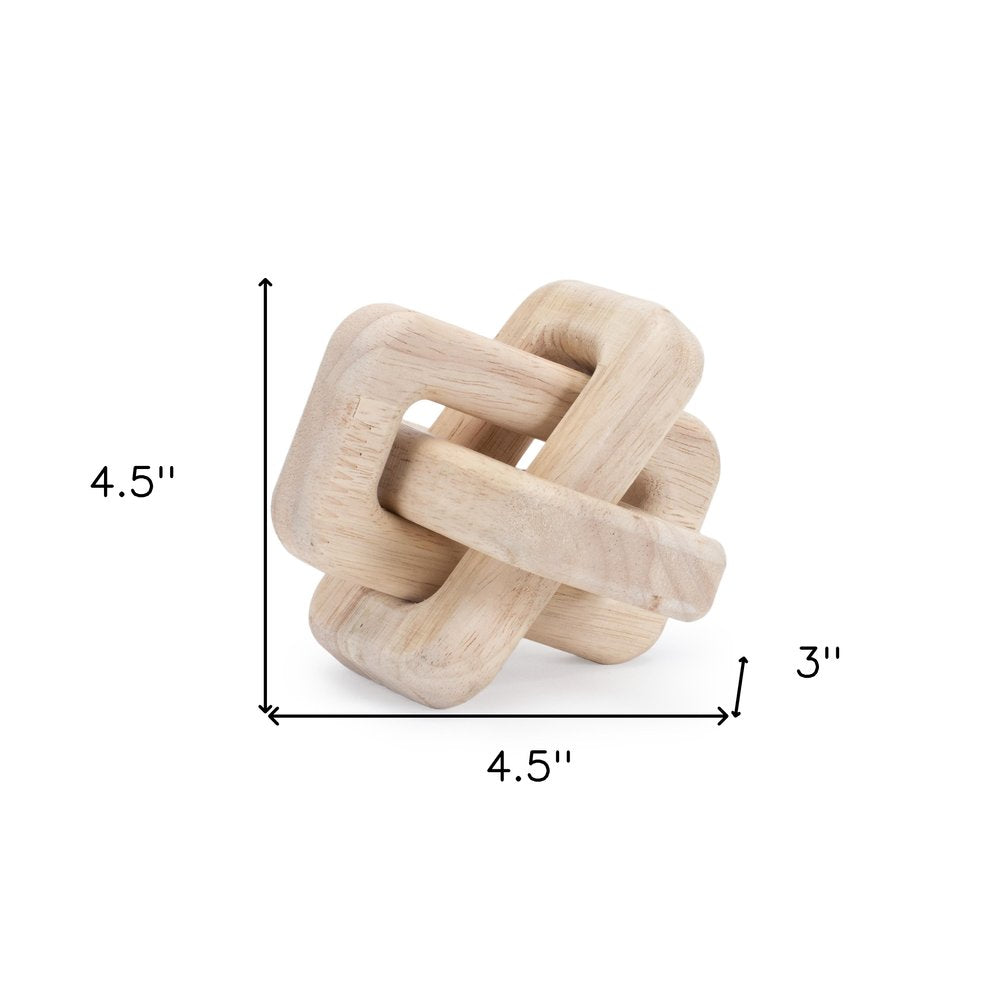 Set of Three Beige Wood Tabletop Sculpture