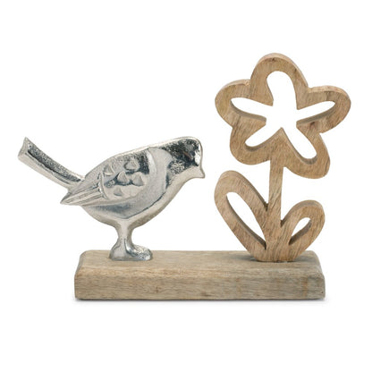 Set of Two Brown Wood Tabletop Sculpture