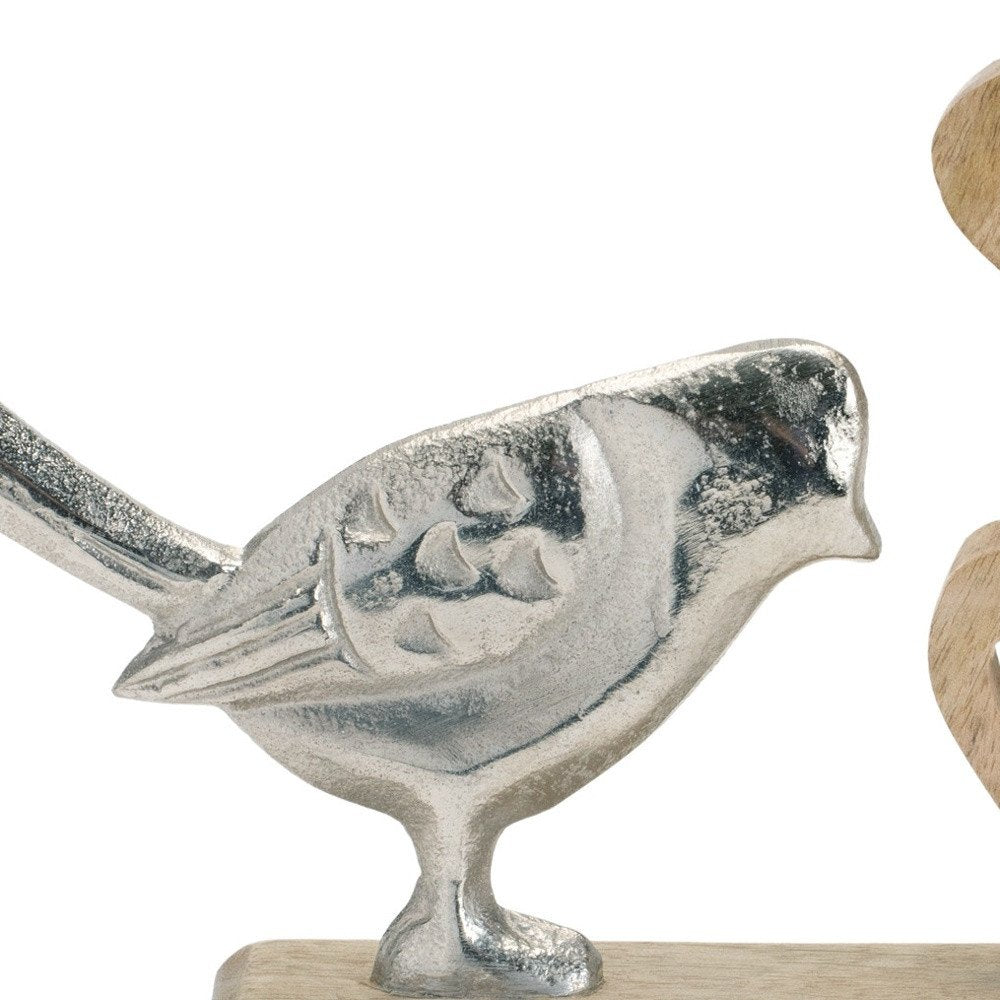 Set of Two Brown Wood Tabletop Sculpture