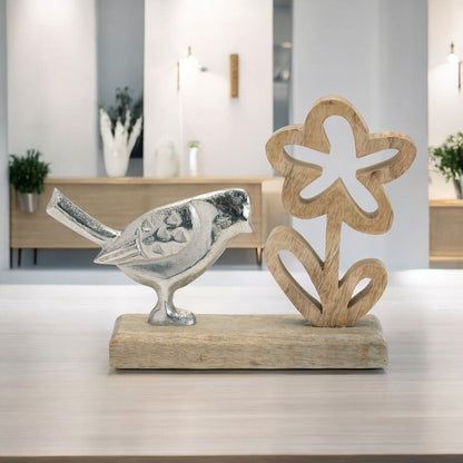 Set of Two Brown Wood Tabletop Sculpture