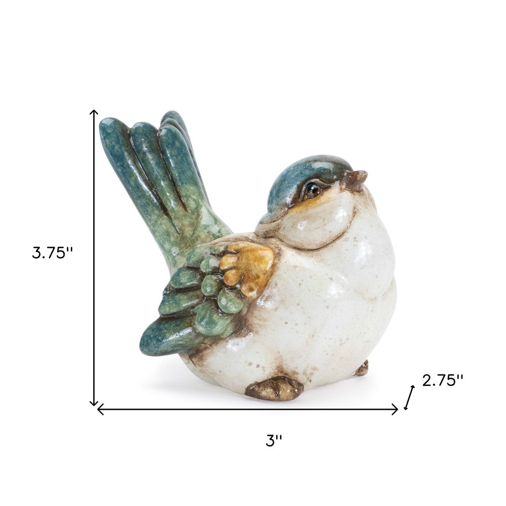 Set of Six Blue Terracotta Figurine Tabletop Sculpture