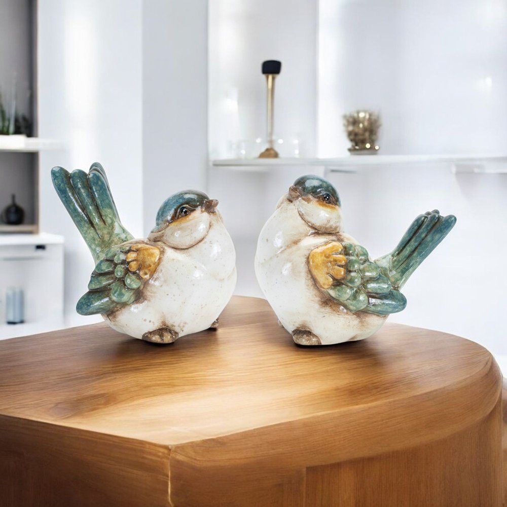 Set of Six Blue Terracotta Figurine Tabletop Sculpture