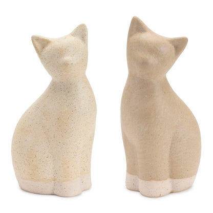 Set of Two Beige Ceramic Figurine Tabletop Sculpture