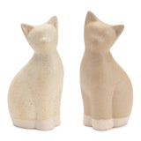 Set of Two Beige Ceramic Figurine Tabletop Sculpture
