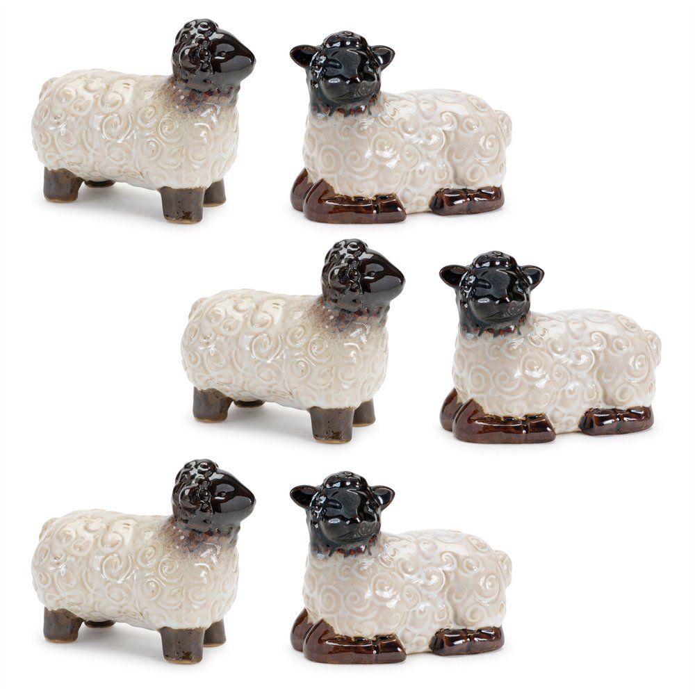 Set of Six White Polyresin Figurine Tabletop Sculpture