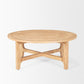39" Natural and White Solid Wood Round Distressed Coffee Table