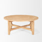 39" Natural and White Solid Wood Round Distressed Coffee Table